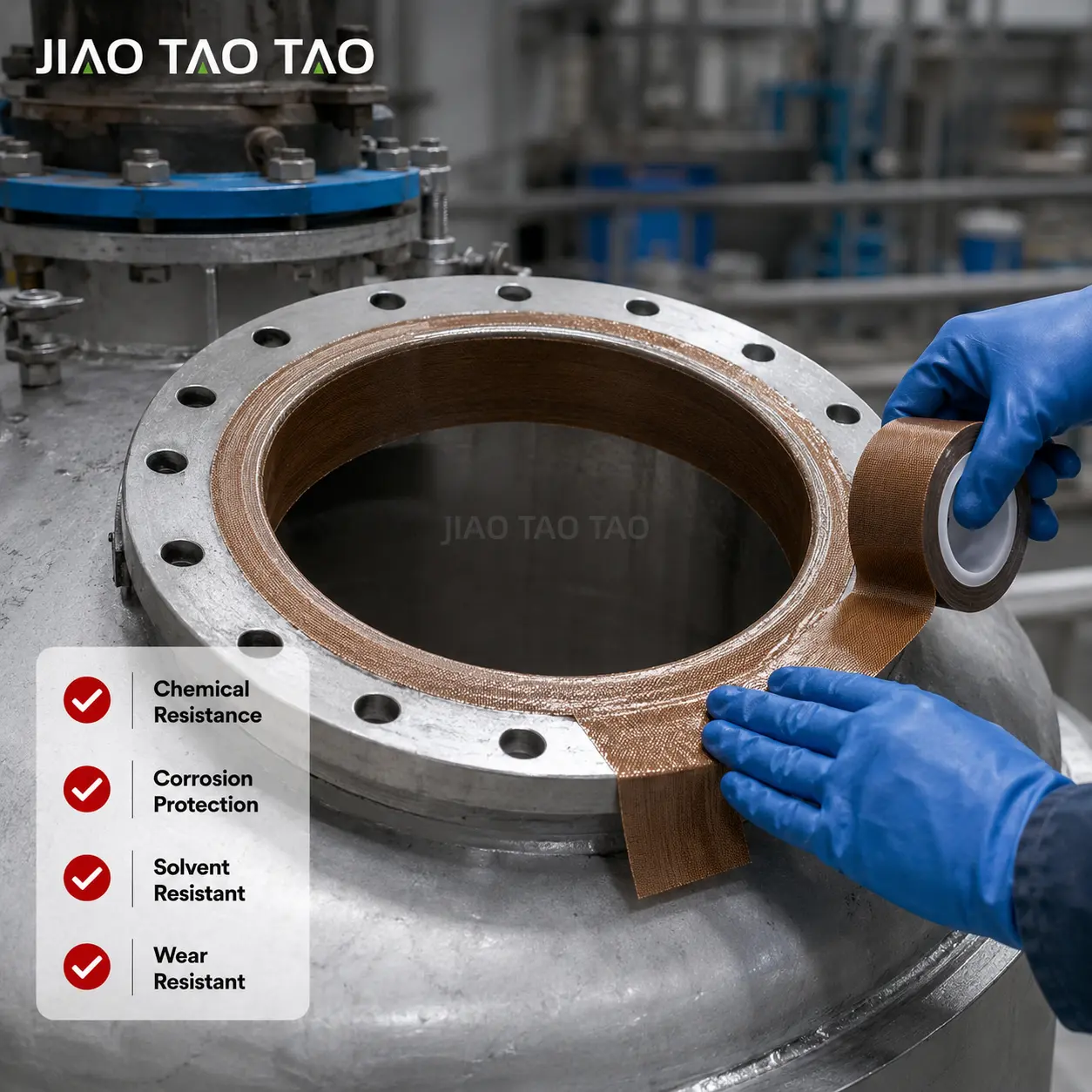 PTFE coated fiberglass tape material structure with PTFE coating fiberglass cloth and silicone adhesive